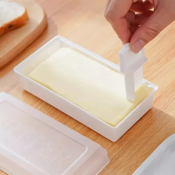 Elegant White Butter Dish with Cutter - Image 3