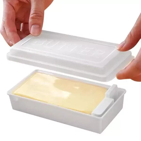 Elegant White Butter Dish with Cutter - Image 2