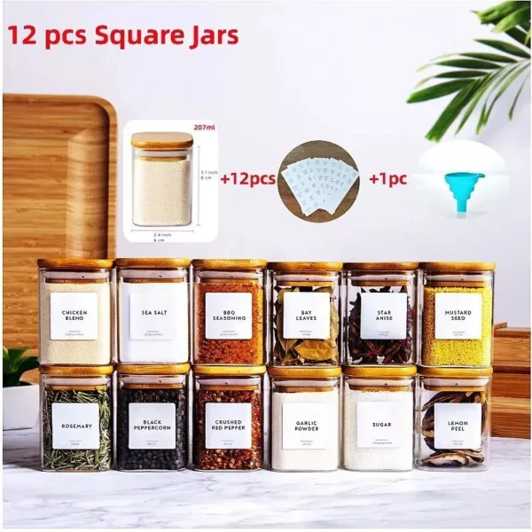 12 Pcs Square or Round Glass Food Storage Containers