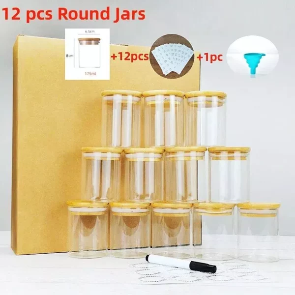 12 Pcs Square or Round Glass Food Storage Containers