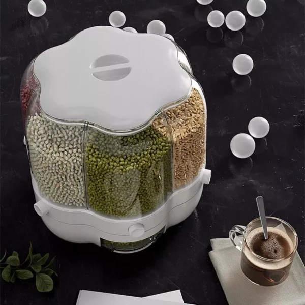 Rotating Korean-Style Rice & Cereal Storage Dispenser - Image 7