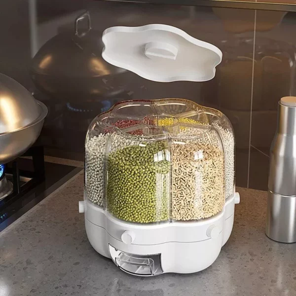 Rotating Korean-Style Rice & Cereal Storage Dispenser - Image 4