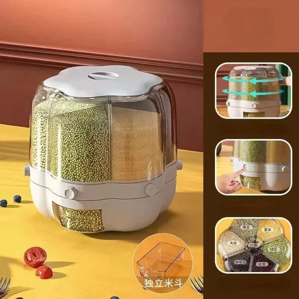 Rotating Korean-Style Rice & Cereal Storage Dispenser - Image 5