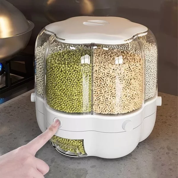 Rotating Korean-Style Rice & Cereal Storage Dispenser - Image 2