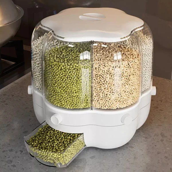 Rotating Korean-Style Rice & Cereal Storage Dispenser - Image 3