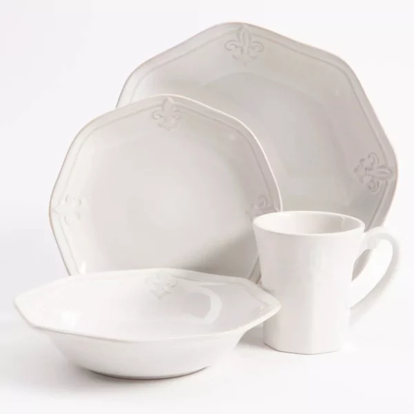 Elegant Stoneware Dinnerware Set, 16-Piece, Rustic Glazed Plates, Bowls, and Mugs