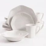 Elegant Stoneware Dinnerware Set, 16-Piece, Rustic Glazed Plates, Bowls, and Mugs