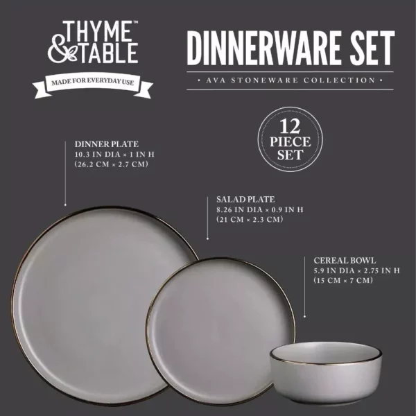 Stoneware Elegance Dinnerware Set, 12-Piece Round Ceramic Tableware