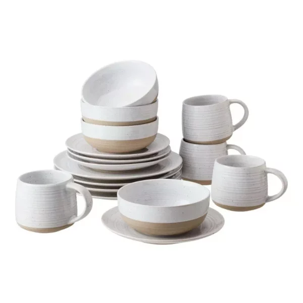 Modern Rustic Stoneware 16-Piece Dinnerware Set for Elegant Dining - Image 2