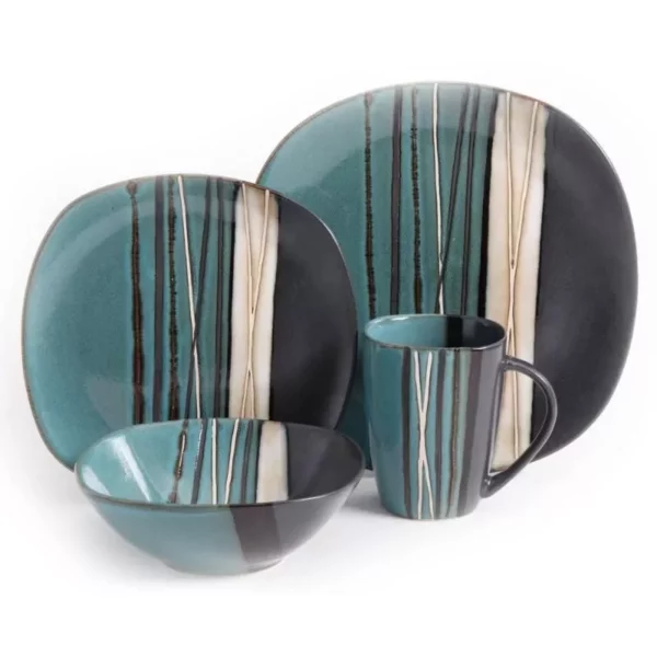 Modern Teal Square 16-Piece Dinnerware Set