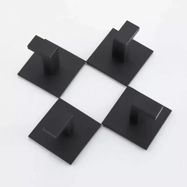 Modern Black Aluminum Alloy Self-Adhesive Wall Hooks - Image 5