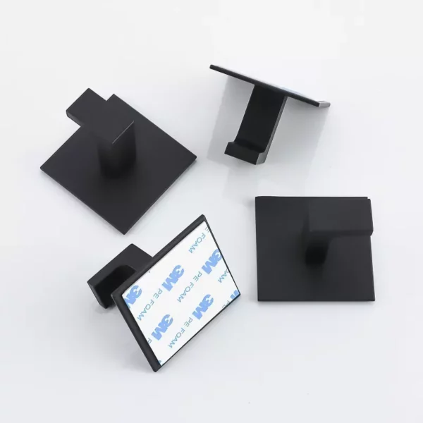 Modern Black Aluminum Alloy Self-Adhesive Wall Hooks - Image 4