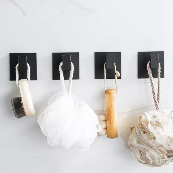 Modern Black Aluminum Alloy Self-Adhesive Wall Hooks