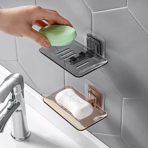 Space-Saving Adhesive Soap & Sponge Holder for Bathroom