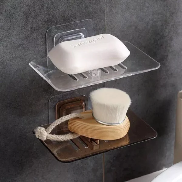 Space-Saving Adhesive Soap & Sponge Holder for Bathroom - Image 4