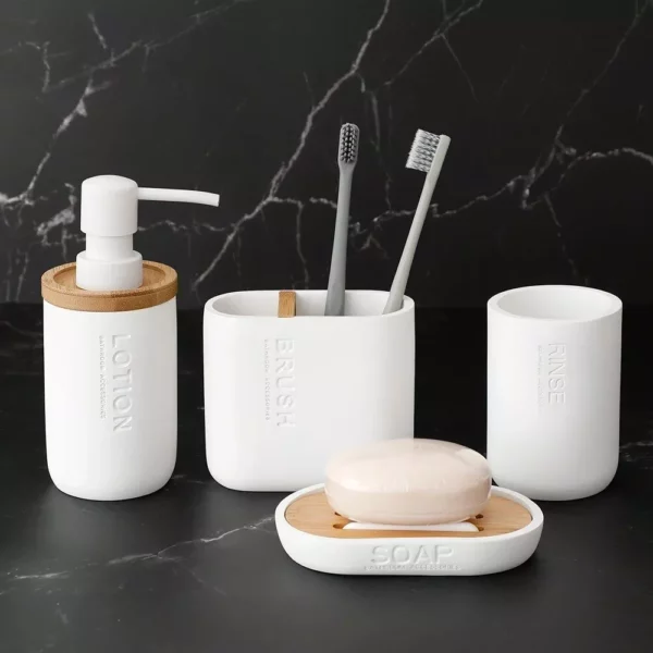 Elegant Resin Bathroom Accessory Set - Image 5