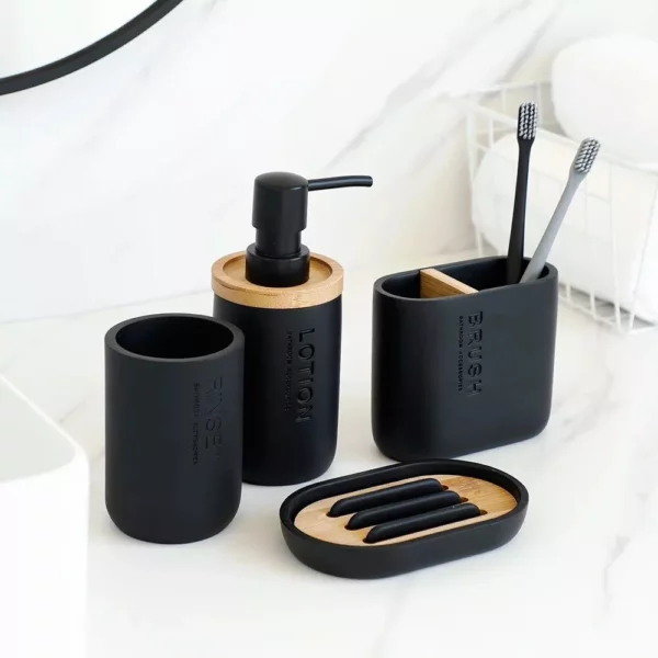 Elegant Resin Bathroom Accessory Set - Image 2