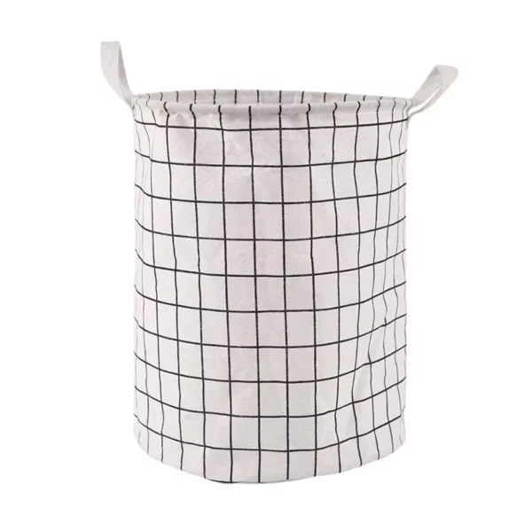 Stylish Checkered Cloth Laundry Basket - Image 6