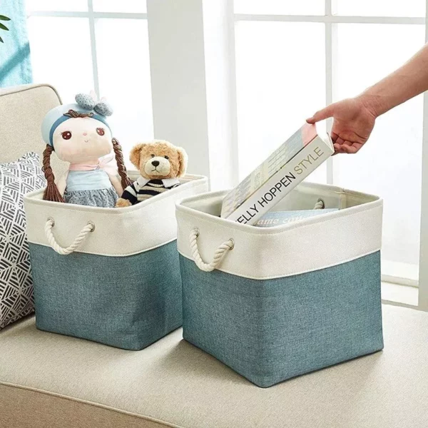 Versatile Large Linen Fabric Storage Basket: Space-Saving, Stylish, and Durable - Image 2