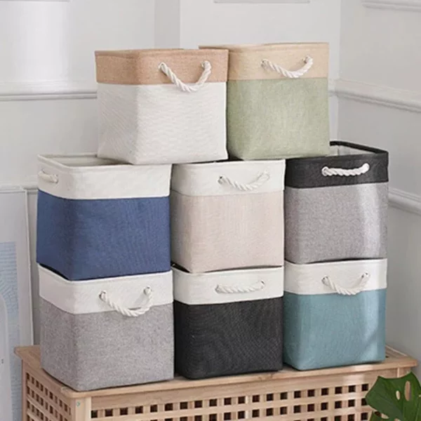 Versatile Large Linen Fabric Storage Basket: Space-Saving, Stylish, and Durable - Image 6