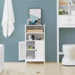 Elegant 5-Tier White Wooden Storage Cabinet for Bathroom and Home