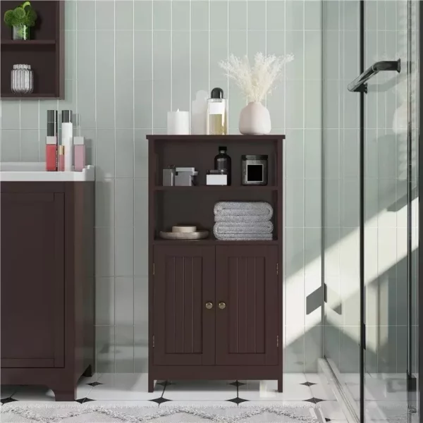 Elegant 5-Tier White Wooden Storage Cabinet for Bathroom and Home - Image 5