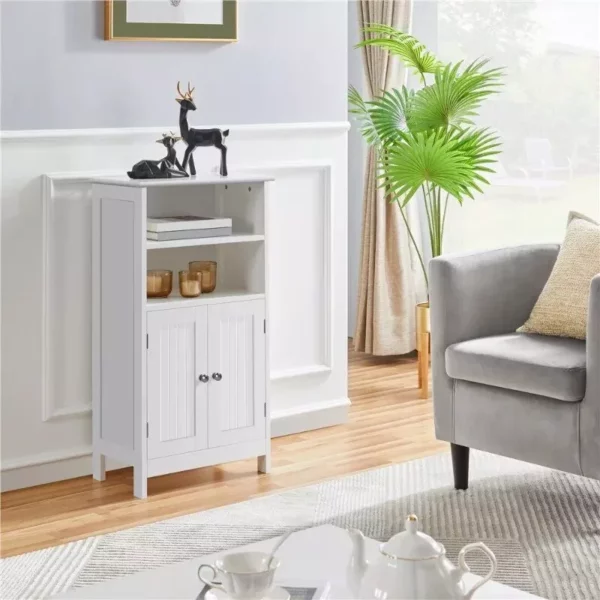 Elegant 5-Tier White Wooden Storage Cabinet for Bathroom and Home