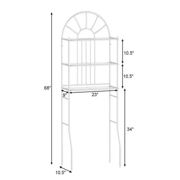 White 3-Tier Over-The-Toilet Metal Storage Rack - Image 4