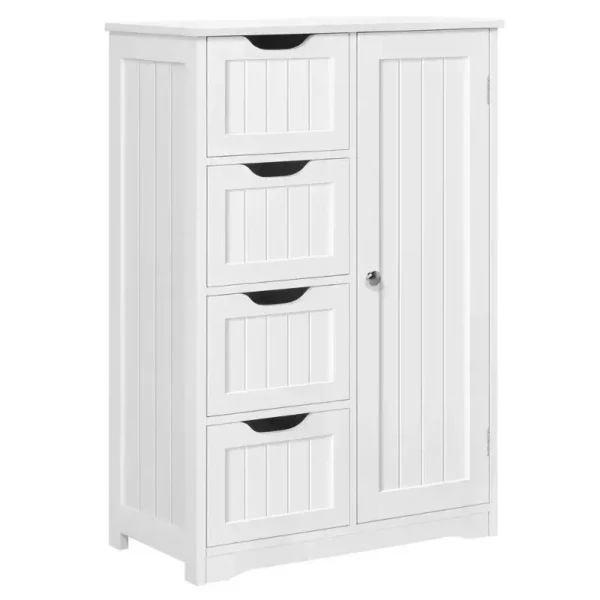 Elegant Wooden Bathroom Storage Cabinet with Drawers and Cupboard