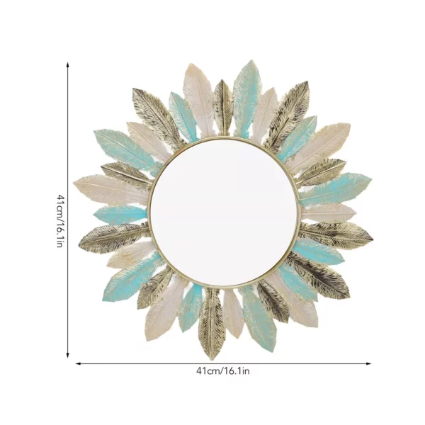 Elegant Iron Feather Wall Decor & Makeup Mirror – Stylish and Durable for Home and Commercial Spaces