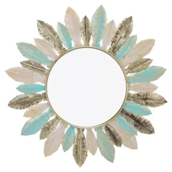 Elegant Iron Feather Wall Decor & Makeup Mirror – Stylish and Durable for Home and Commercial Spaces