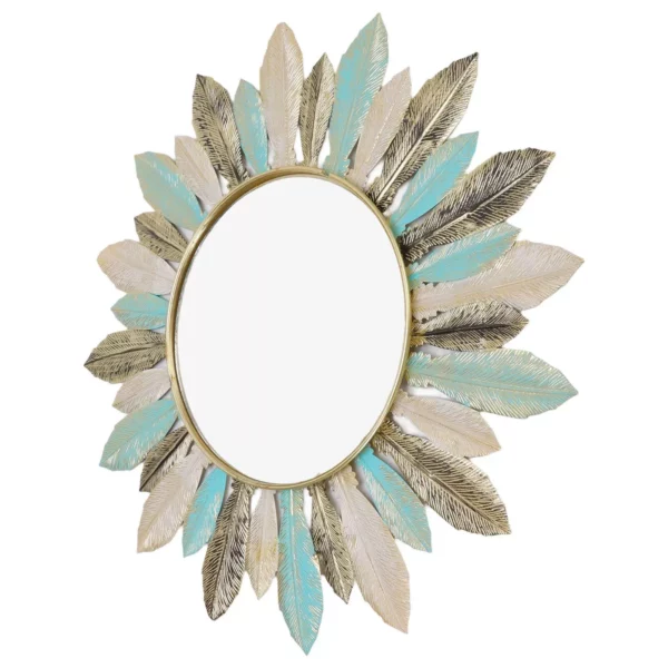 Elegant Iron Feather Wall Decor & Makeup Mirror – Stylish and Durable for Home and Commercial Spaces