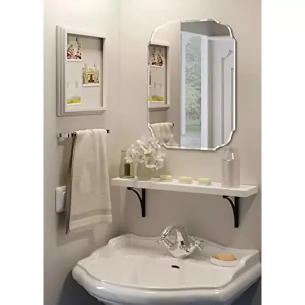 Elegant Silver Glass Mirror for Vanity and Wall Decor, 18″x 24″ – Ideal for Bathroom, Bedroom, and Living Room