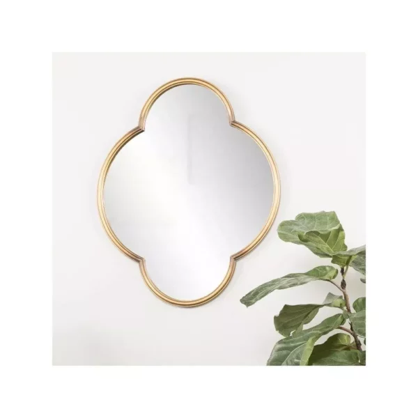 Geometric Gold Metal Framed Wall Mirror – Oversized, Modern Design for Home Decor