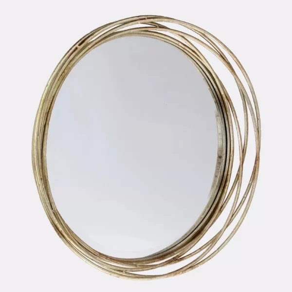 Elegant Round Metal Decorative Wall Mirror – 17″ Beveled Glass Mirror for Stylish Home Decor