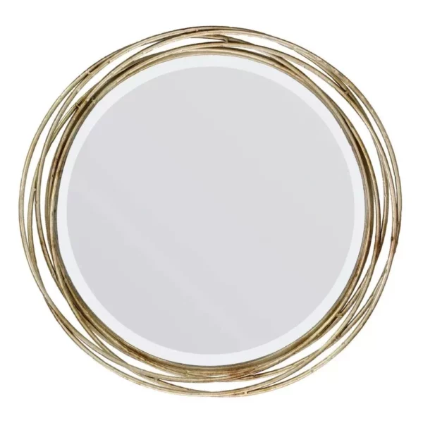 Elegant Round Metal Decorative Wall Mirror – 17″ Beveled Glass Mirror for Stylish Home Decor