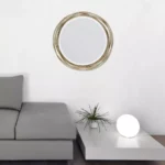 Elegant Round Metal Decorative Wall Mirror – 17" Beveled Glass Mirror for Stylish Home Decor