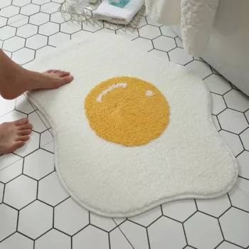 Egg-citing Poached Egg Shaped Carpet: Non-Slip, Multi-Purpose & Fun Home Accessory