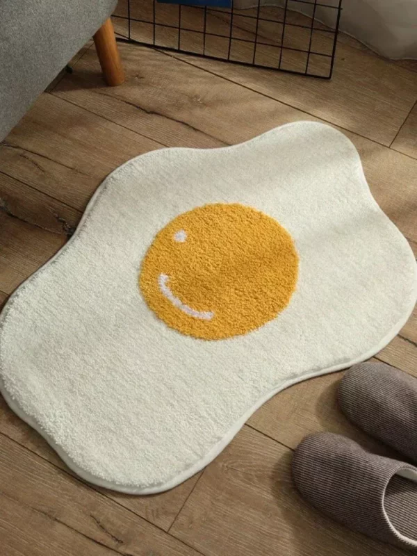 Egg-citing Poached Egg Shaped Carpet: Non-Slip, Multi-Purpose & Fun Home Accessory