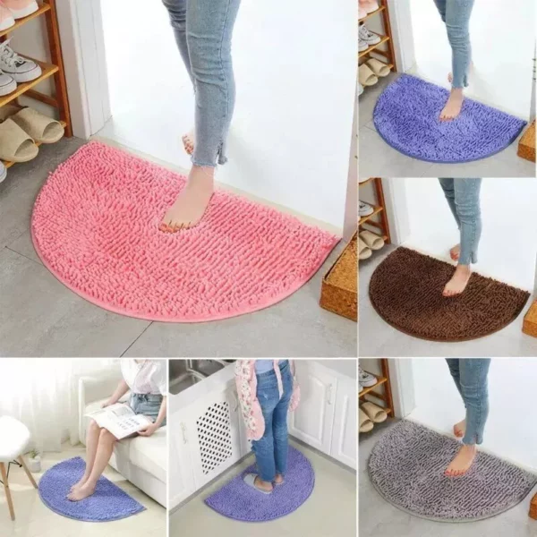 Luxurious Chenille Semi-Circle Bath Mat - Non-Slip, Absorbent & Soft Floor Rug - Image 4