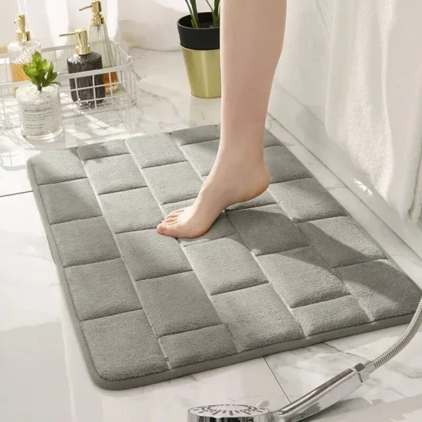 Luxurious Coral Fleece Memory Foam Bath Mat – Non-Slip, Super Absorbent Bathroom Rug