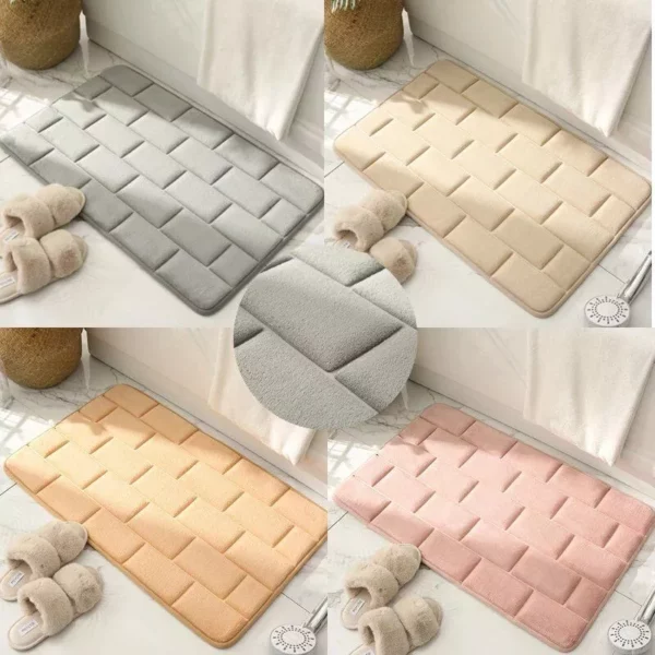 Luxurious Coral Fleece Memory Foam Bath Mat – Non-Slip, Super Absorbent Bathroom Rug