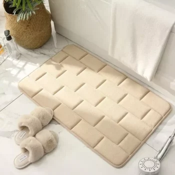 Luxurious Coral Fleece Memory Foam Bath Mat – Non-Slip, Super Absorbent Bathroom Rug