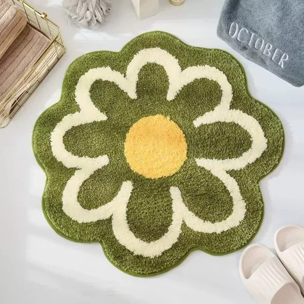 Flower Bloom Non-Slip Absorbent Soft Bath Mat – Quick Dry Microfiber Rug for Bathroom and Children's Room - Image 2