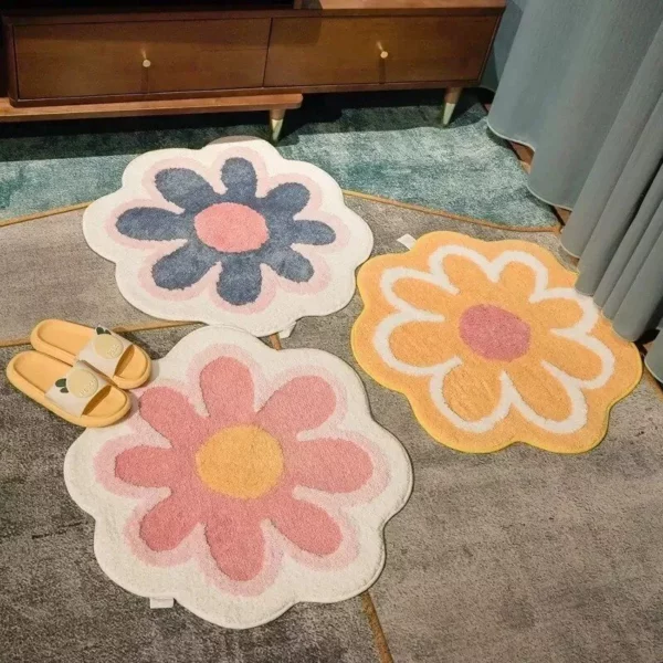 Flower Bloom Non-Slip Absorbent Soft Bath Mat – Quick Dry Microfiber Rug for Bathroom and Children’s Room