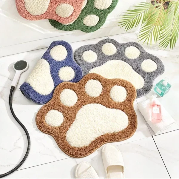 Pink Cartoon Cat Foot-Shaped Absorbent Bath Mat - Image 3