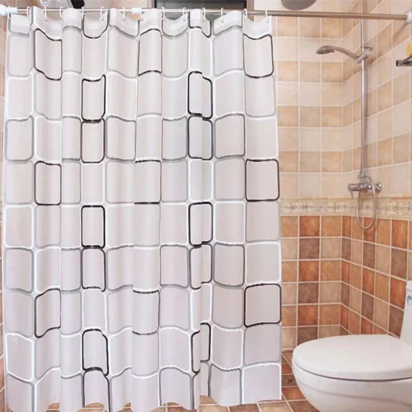 Modern Geometric Plaid Shower Curtain – Waterproof, Eco-Friendly, Japan Style