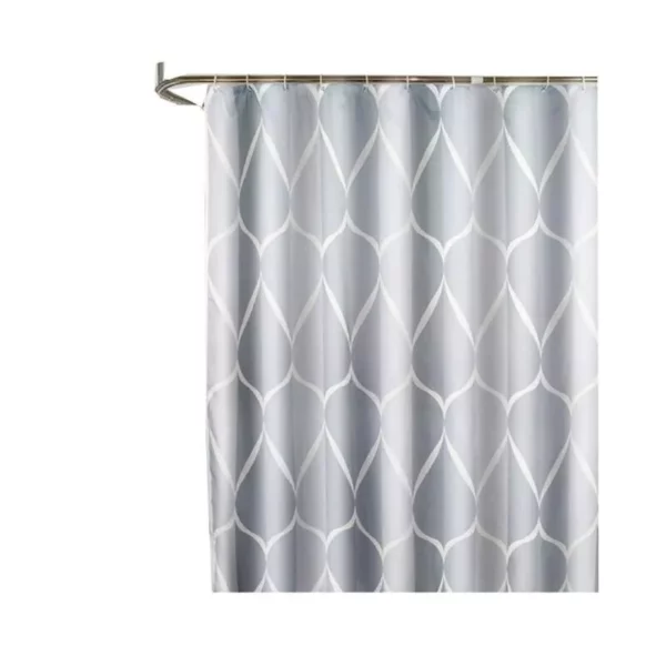 Modern Gradient Waterproof Shower Curtain with Metal Hooks - Image 2