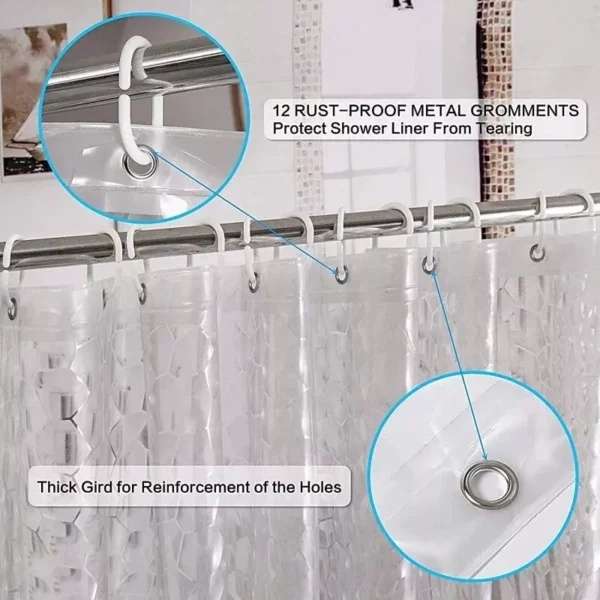 Modern 3D EVA Shower Curtain - Waterproof, Mildew Proof with Hooks - Image 5