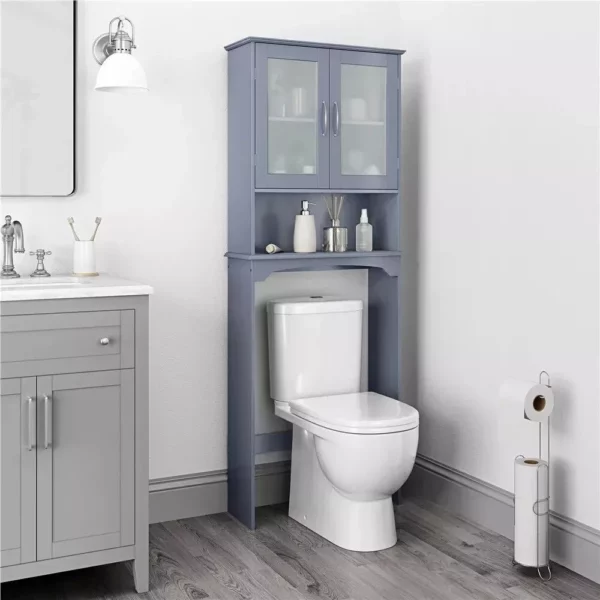 Chic Over the Toilet Bathroom Storage Cabinet with Adjustable Shelves - Image 2